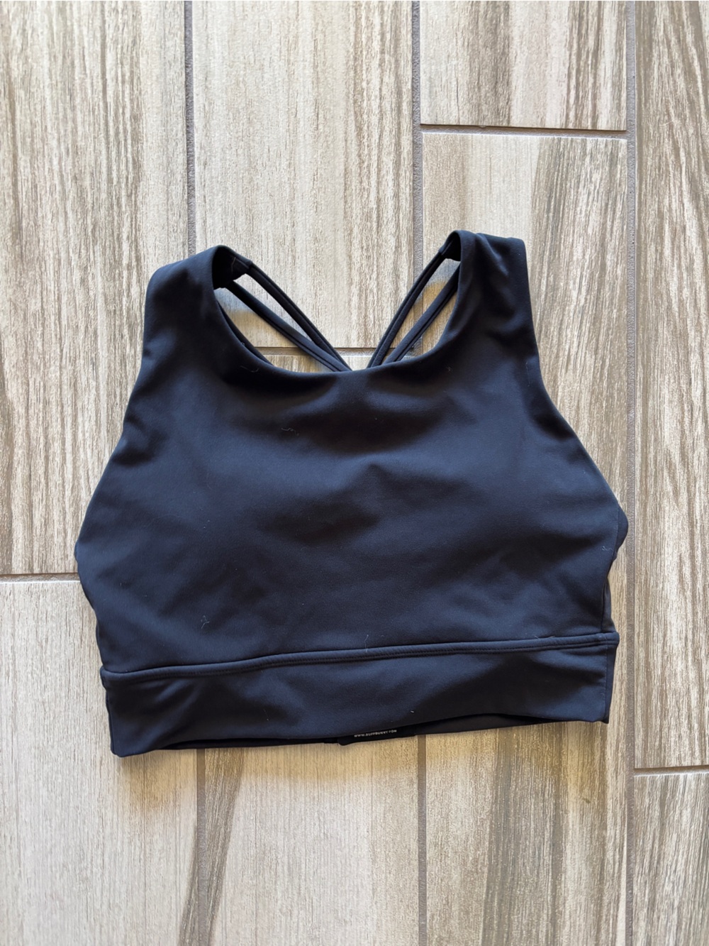 BuffBunny Black High-Neck Strappy Sports Bra